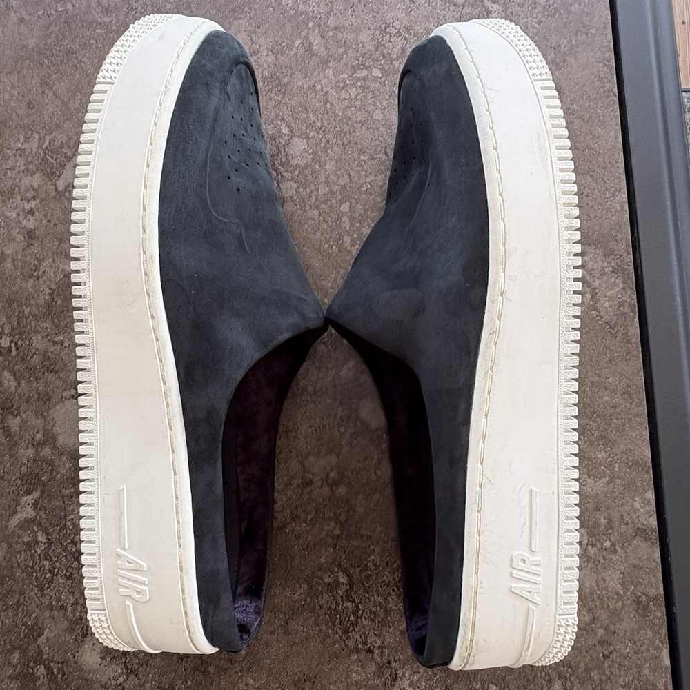 Nike Air Force 1 Lover XX Premium Mule Sneakers Chunky Black Suede Women's 12 - Picture 9 of 11